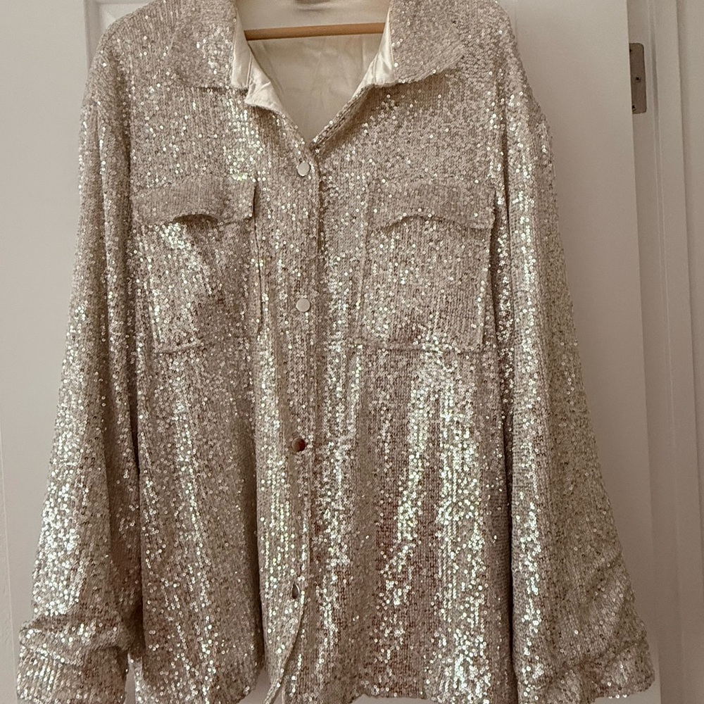 Sequin Embellished Gold Shirt